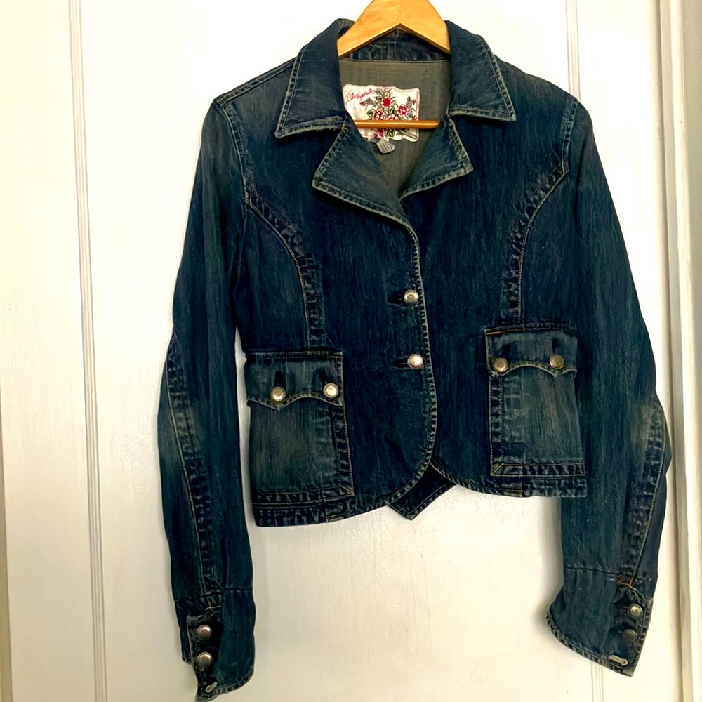 💙 Blue Asphalt Vintage Style Fitted Denim Jacket. Ladies L. Great Condition! 💙